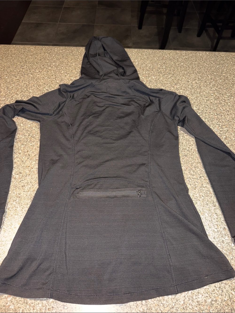 Athleta Black Hooded Zip Ruched Jacket - Picture 3 of 3